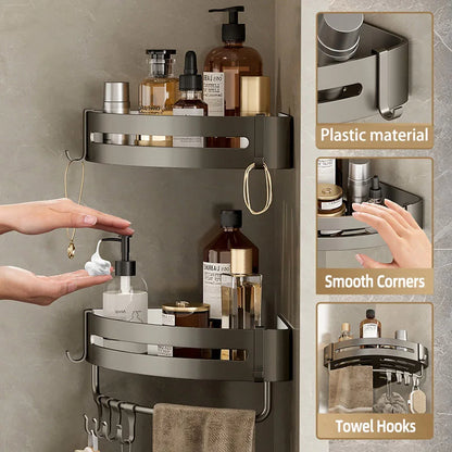 Bathroom Storage Wall Mount Corner Shelf Shower Holder Shampoo Organizer Bathroom Accessories