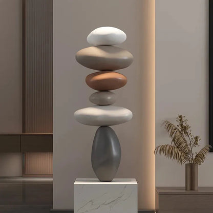 80CM Glowing Stone Creative Home Decor Large Feng Shui Stone Statue Indoor Floor Sculpture